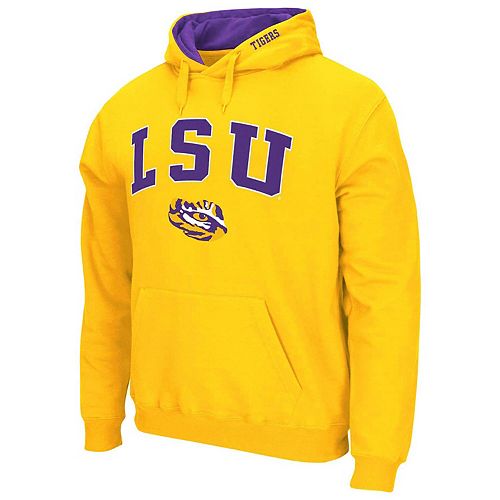 Men's Colosseum Gold LSU Tigers Arch & Logo Pullover Hoodie