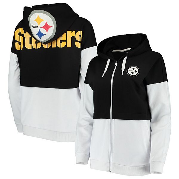 Women's G-III 4Her by Carl Banks Black Pittsburgh Steelers Game Changer  Raglan Full-Zip Hoodie