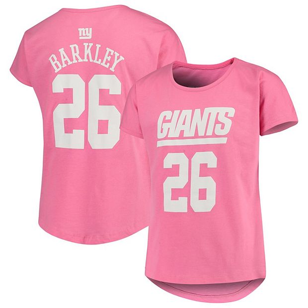 Girls Youth Saquon Barkley Pink New York Giants Dolman Mainliner Name &  Number T-Shirt