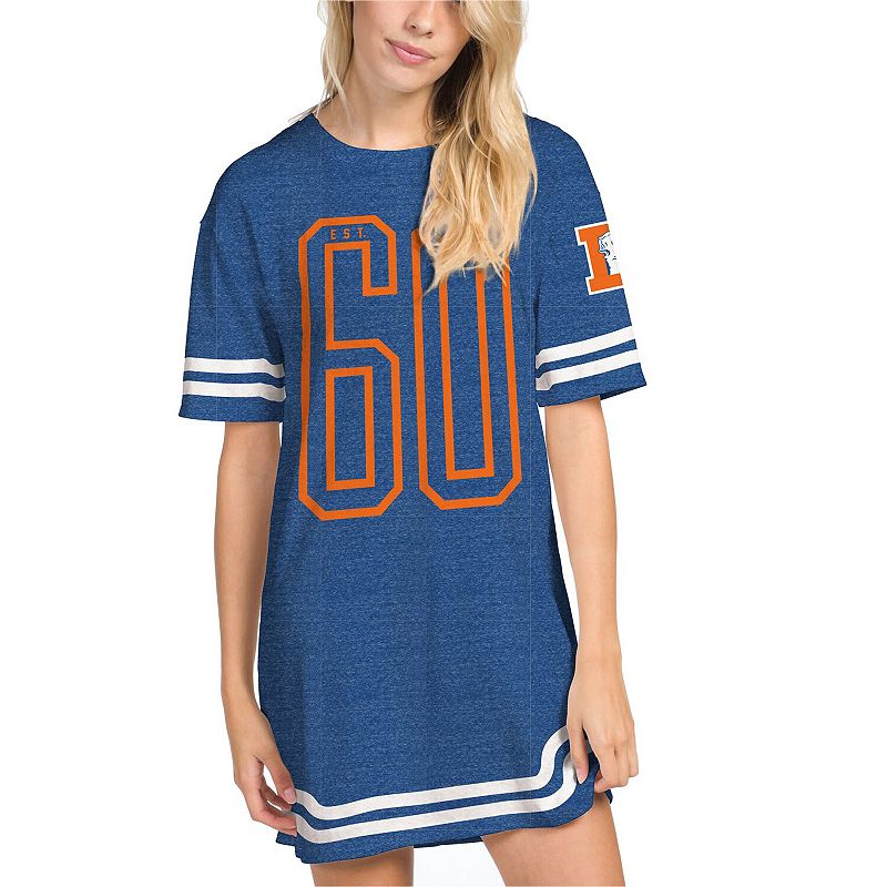 UPC 191764924371 product image for Women's Junk Food Heathered Royal Denver Broncos Varsity Stripe Tri-Blend Dress, | upcitemdb.com