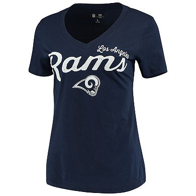 Women's G-III 4Her by Carl Banks Navy Los Angeles Rams Post Season V-Neck T-Shirt