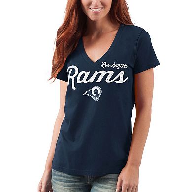 Women's G-III 4Her by Carl Banks Navy Los Angeles Rams Post Season V-Neck T-Shirt