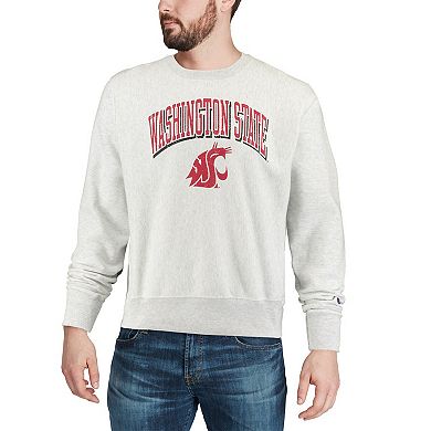 Men's Champion Gray Washington State Cougars Arch Over Logo Reverse Weave Pullover Sweatshirt