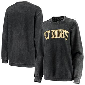 Women's Pressbox Black UCF Knights Comfy Cord Vintage Wash Basic Arch Pullover Sweatshirt