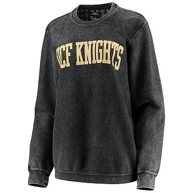 Women's Pressbox Black UCF Knights Comfy Cord Vintage Wash Basic Arch Pullover Sweatshirt
