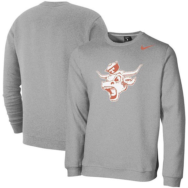 Men's Nike Heathered Gray Texas Longhorns Vault Logo Club Fleece Crew ...