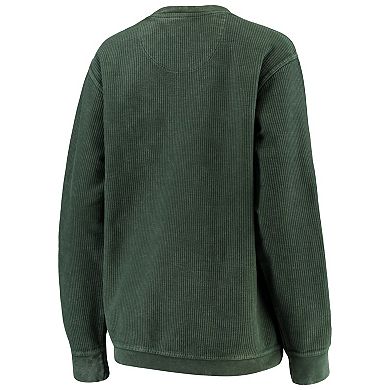 Women's Pressbox Green Oregon Ducks Comfy Cord Vintage Wash Basic Arch Pullover Sweatshirt