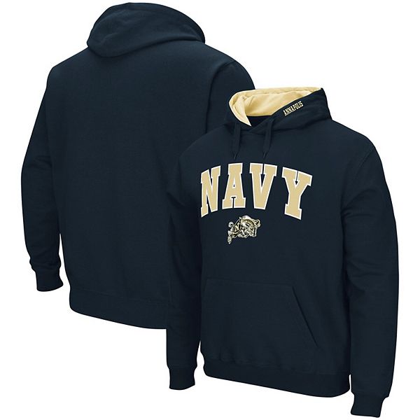 Men's Colosseum Navy Navy Midshipmen Arch & Logo Pullover Hoodie