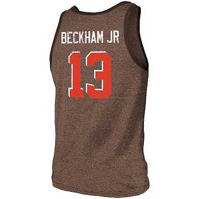 Men's Fanatics Branded Odell Beckham Jr. Brown Cleveland Browns Name & Number Tri-Blend Tank Top