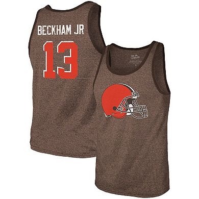 Men's Fanatics Branded Odell Beckham Jr. Brown Cleveland Browns Name & Number Tri-Blend Tank Top
