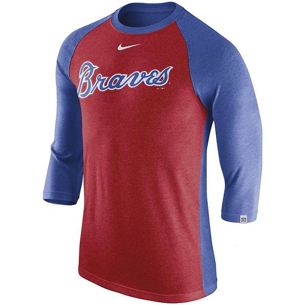 Nike Men's Atlanta Braves Dry Slub Short Sleeve Raglan T-Shirt