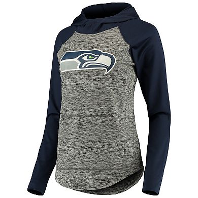 Women's G-III 4Her by Carl Banks Heathered Gray/College Navy Seattle Seahawks Championship Ring Pullover Hoodie
