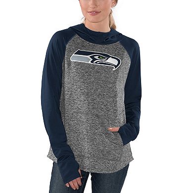 Women's G-III 4Her by Carl Banks Heathered Gray/College Navy Seattle Seahawks Championship Ring Pullover Hoodie
