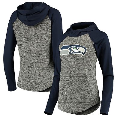 Women's G-III 4Her by Carl Banks Heathered Gray/College Navy Seattle Seahawks Championship Ring Pullover Hoodie