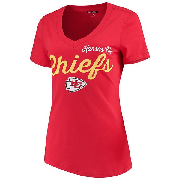 Women's G-III 4Her by Carl Banks Red Kansas City Chiefs Post Season Long  Sleeve V