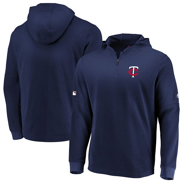 Men's Majestic Navy Minnesota Twins Authentic Collection Batting Practice  Waffle Quarter-Zip Pullover Jacket