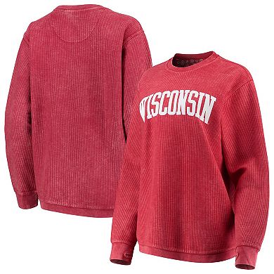 Women's Pressbox Red Wisconsin Badgers Comfy Cord Vintage Wash Basic ...