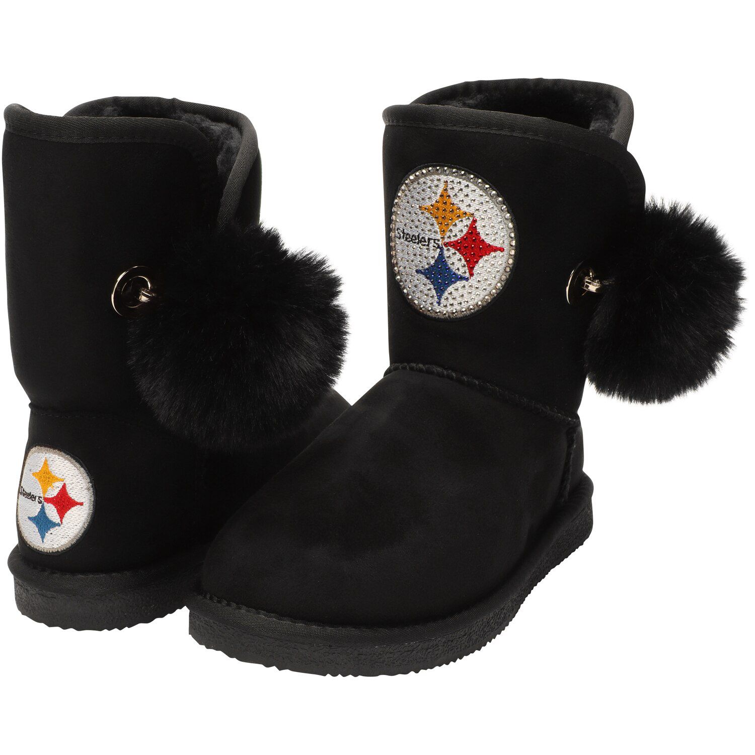 faux fur boots black