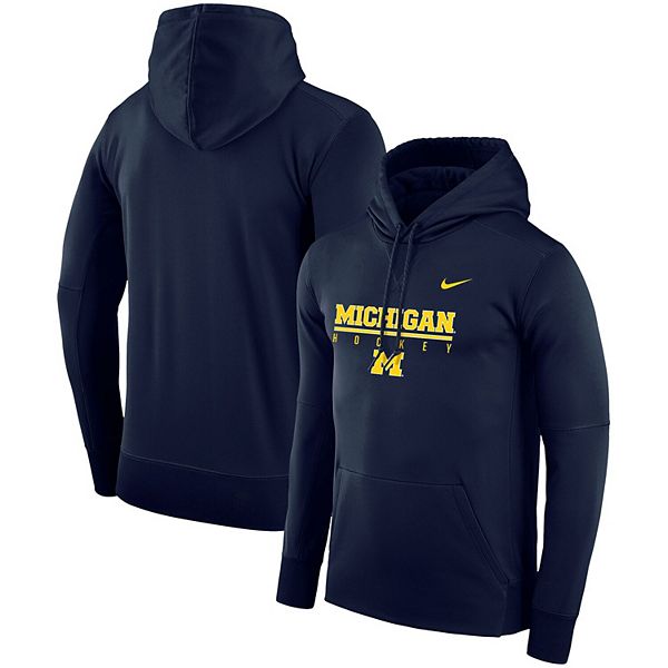 Men's Nike Navy Michigan Wolverines Hockey Drop Performance Pullover Hoodie