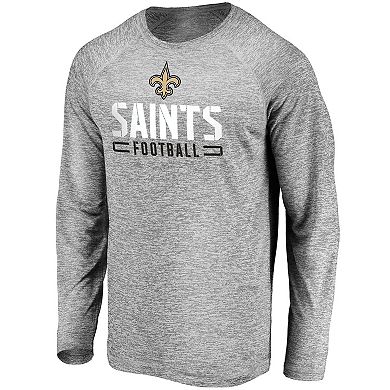 Men's Majestic Gray New Orleans Saints Iconic Engage Stack Raglan Long Sleeve T-Shirt