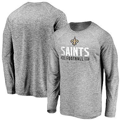 Men's Majestic Gray New Orleans Saints Iconic Engage Stack Raglan Long Sleeve T-Shirt
