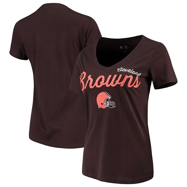  G-III Sports Women's Brown Cleveland Browns Post Season V-Neck  T-Shirt : Sports & Outdoors