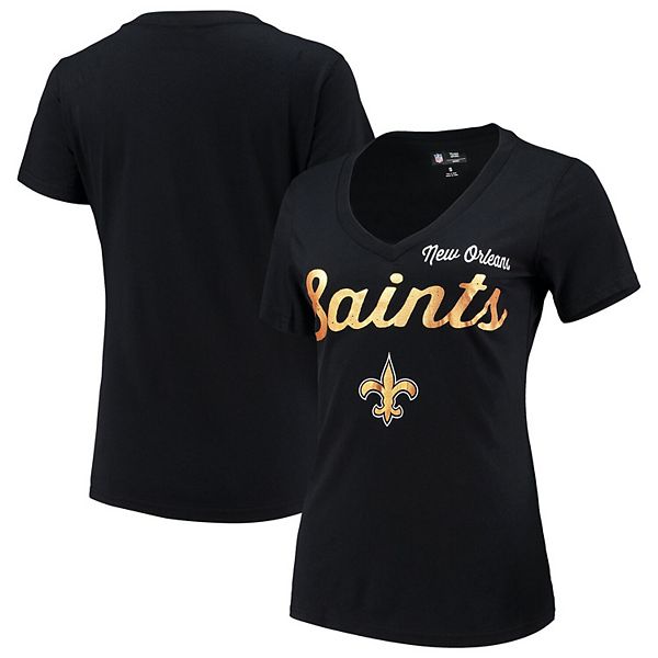 Women's G-III 4Her by Carl Banks Black New Orleans Saints Post Season  V-Neck T-Shirt