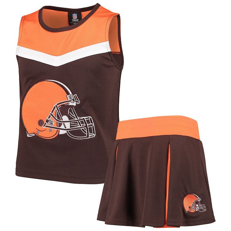 Girls Youth Brown/Orange Cleveland Browns Two-Piece Spirit Cheerleader Set, Girl's, Size: Youth XL