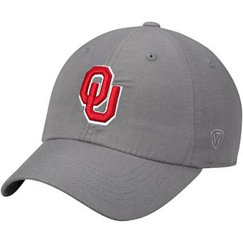 Men's Top of the World Gray Oklahoma Sooners Primary Logo Staple Adjustable Hat