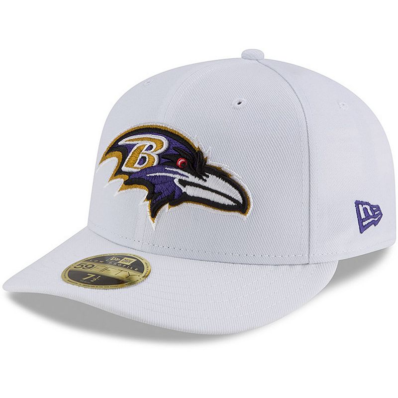Mens New Era White Baltimore Ravens Omaha Low Profile 59FIFTY Fitted Hat, 