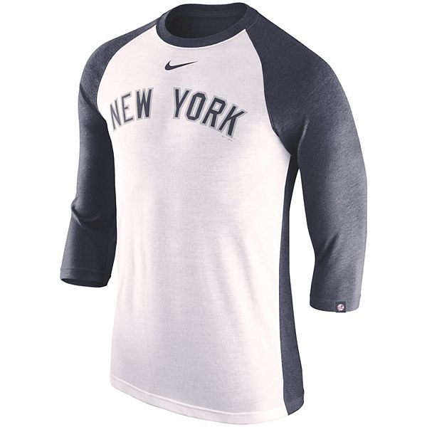 Men's Nike White New York Yankees 3/4-Sleeve Raglan T-Shirt