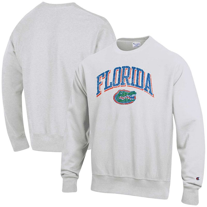 Mens Champion Gray Florida Gators Arch Over Logo Reverse Weave Pullover Sw