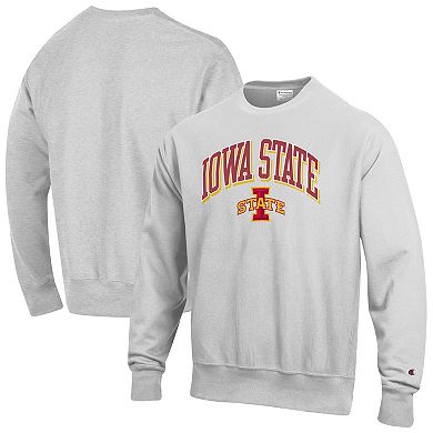 Men's Champion Gray Iowa State Cyclones Arch Over Logo Reverse Weave Pullover Sweatshirt