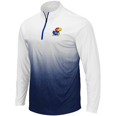 Men's Colosseum Navy Kansas Jayhawks Magic Team Logo Quarter-Zip Jacket