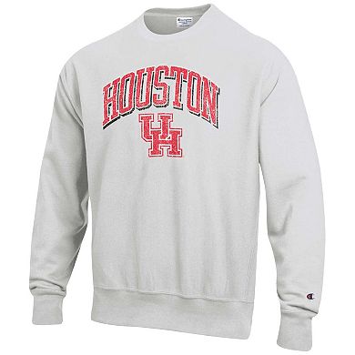 Men's Champion Gray Houston Cougars Arch Over Logo Reverse Weave Pullover Sweatshirt