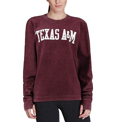 Women's Pressbox Maroon Texas A&M Aggies Comfy Cord Vintage Wash Basic Arch Pullover Sweatshirt