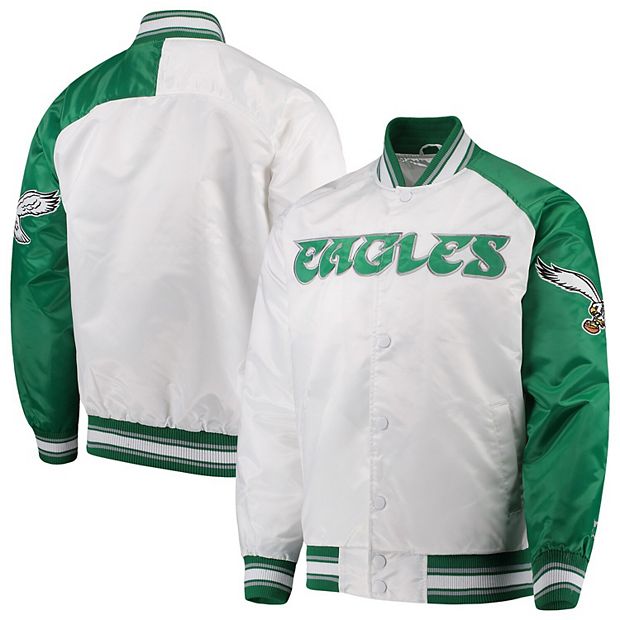 Men's Starter White Philadelphia Eagles Start of Season Retro Satin  Full-Button Varsity Jacket