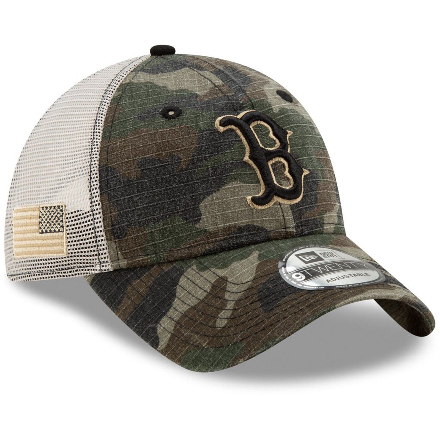 fitted camo red sox hat