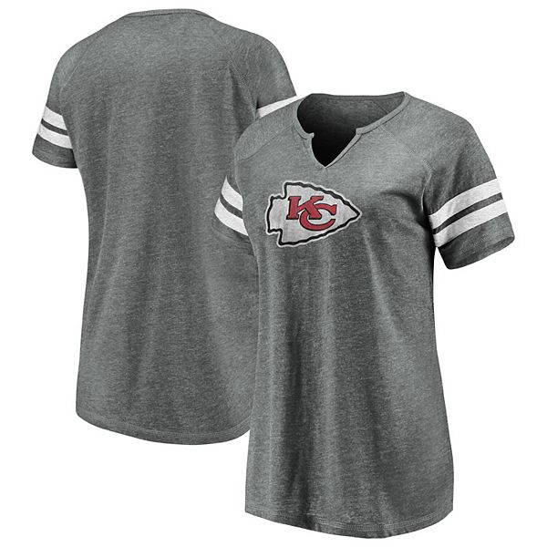 Women's Fanatics Branded Heather Charcoal Kansas City Chiefs 2022 AFC Champions Banner Worthy Tri-Blend 3/4-Sleeve T-Shirt