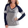 Women's G-III 4Her by Carl Banks Gray/Navy New York Yankees Franchise Tri-Blend Raglan Long Sleeve T-Shirt