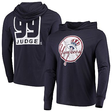 Aaron Judge New York Yankees Majestic Threads Softhand Long Sleeve Player Hoodie T-Shirt - Navy