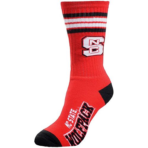 Women's For Bare Feet NC State Wolfpack 4-Stripe Deuce Crew Socks