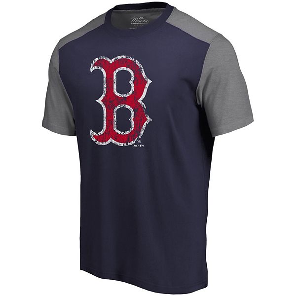Men's Majestic Threads Navy/Gray Boston Red Sox Color Blocked T-Shirt