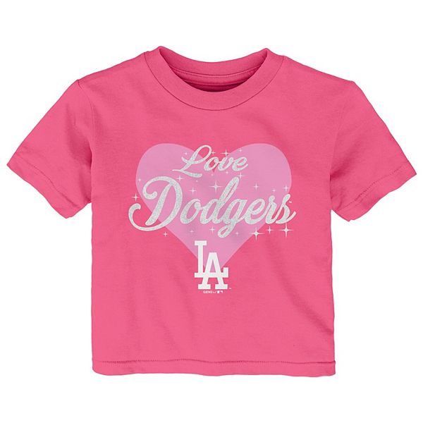 Girls Infant Pink Los Angeles Dodgers Heart Stars T-Shirt