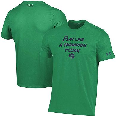 Men's Under Armour Heathered Green Notre Dame Fighting Irish Play Like A Champion Today Cotton Performance T-Shirt
