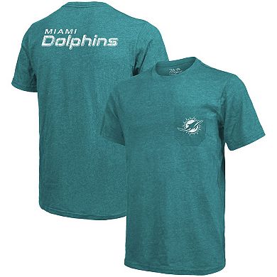 Miami Dolphins Majestic Threads Tri-Blend Pocket T-Shirt - Aqua