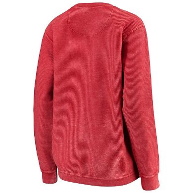 Women's Pressbox Red Texas Tech Red Raiders Comfy Cord Vintage Wash Basic Arch Pullover Sweatshirt