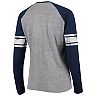 Women's G-III 4Her by Carl Banks Gray/Navy Milwaukee Brewers Franchise Tri-Blend Raglan Long Sleeve T-Shirt