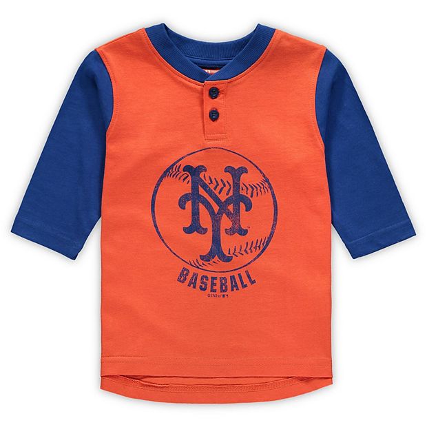 Toddler Orange/Royal New York Mets Legacy Henley 3/4-Sleeve T-Shirt