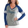 Women's G-III 4Her by Carl Banks Gray/Royal Los Angeles Dodgers Franchise Tri-Blend Raglan Long Sleeve T-Shirt